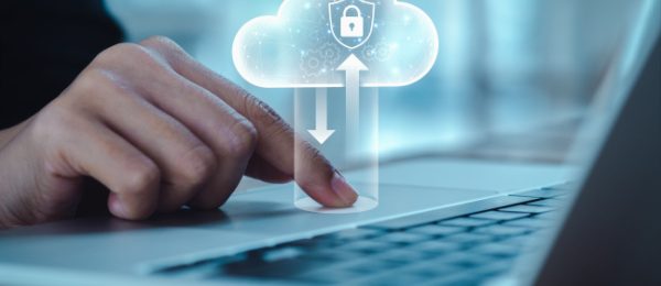 illustration of data uploading/ cloud storage